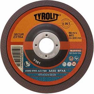 Disco corte 7″ x 3.2 c/deprimido Tyrolit