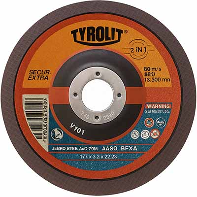 Disco corte 7″ x 3.2 c/deprimido Tyrolit