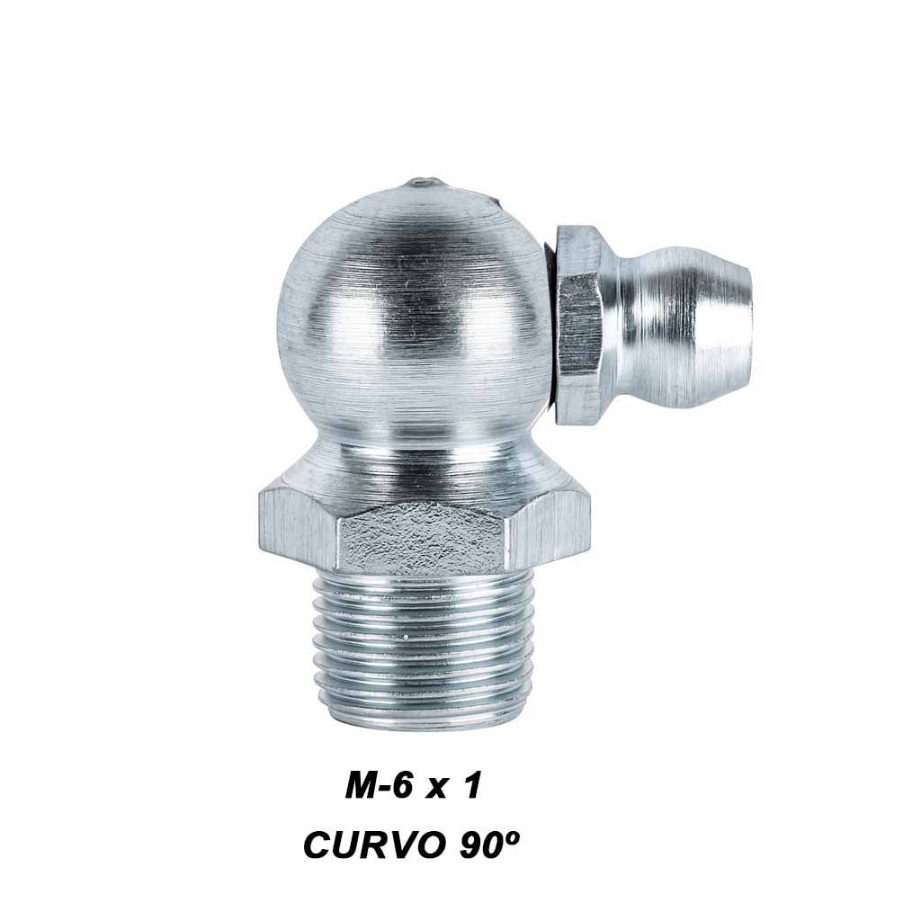 Alemite M6x1.00 curvo 90º