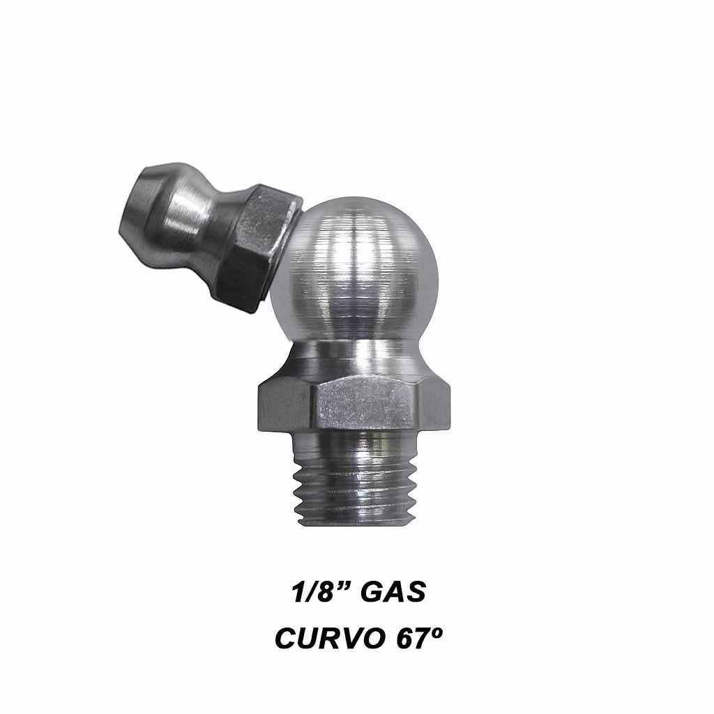 Alemite 1/8 gas curvo 67º