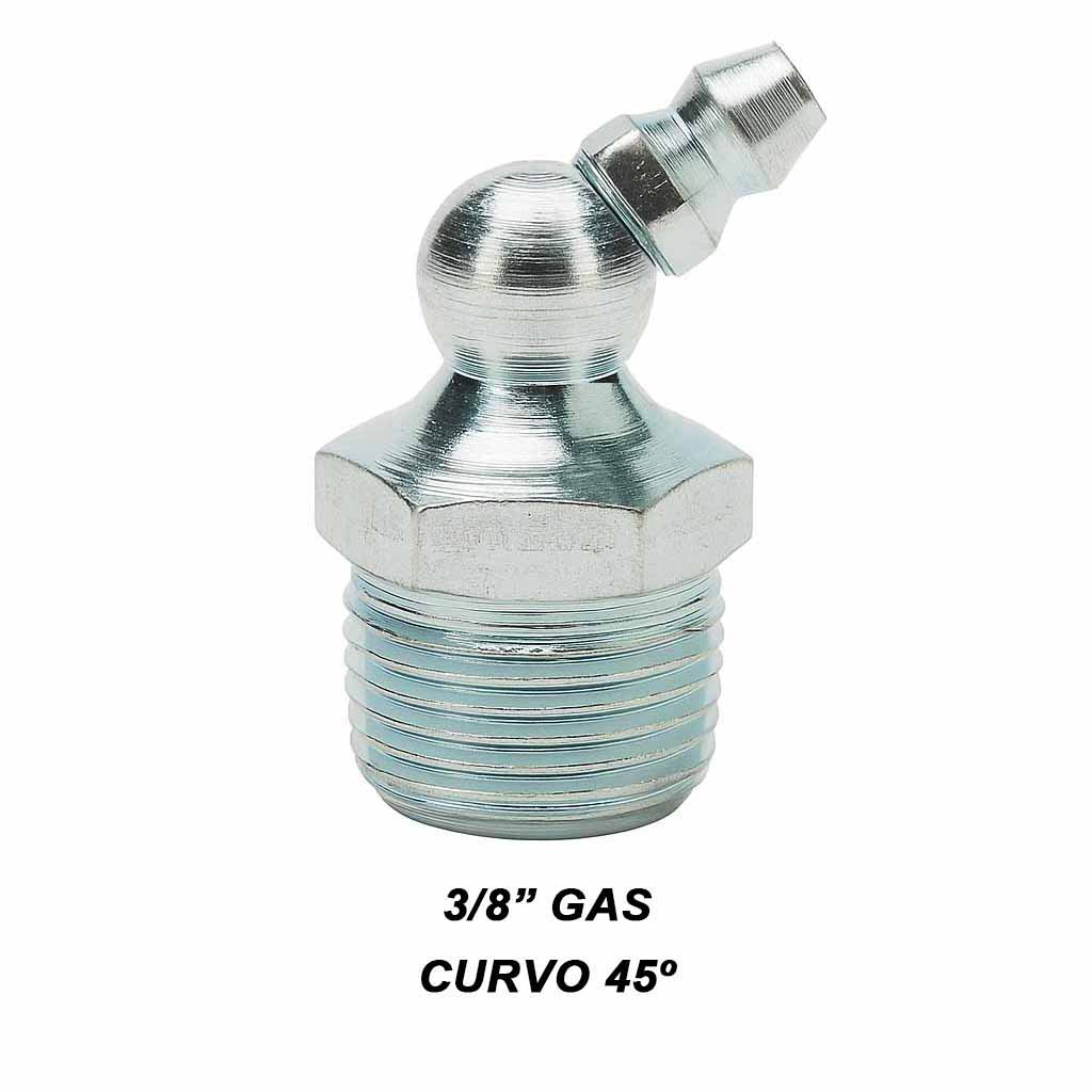 Alemite 3/8 gas Curvo 45º