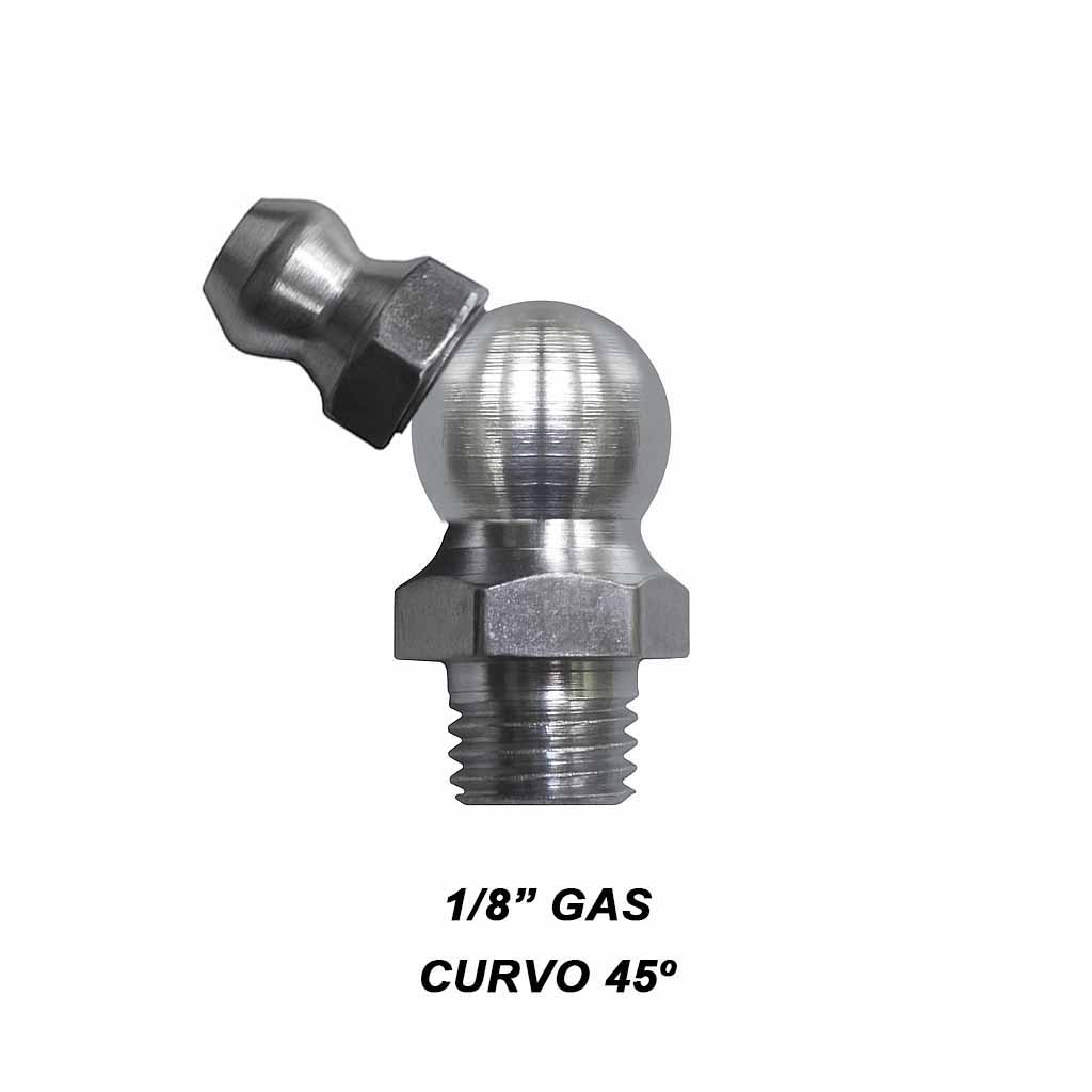 Alemite 1/8 gas curvo 45º
